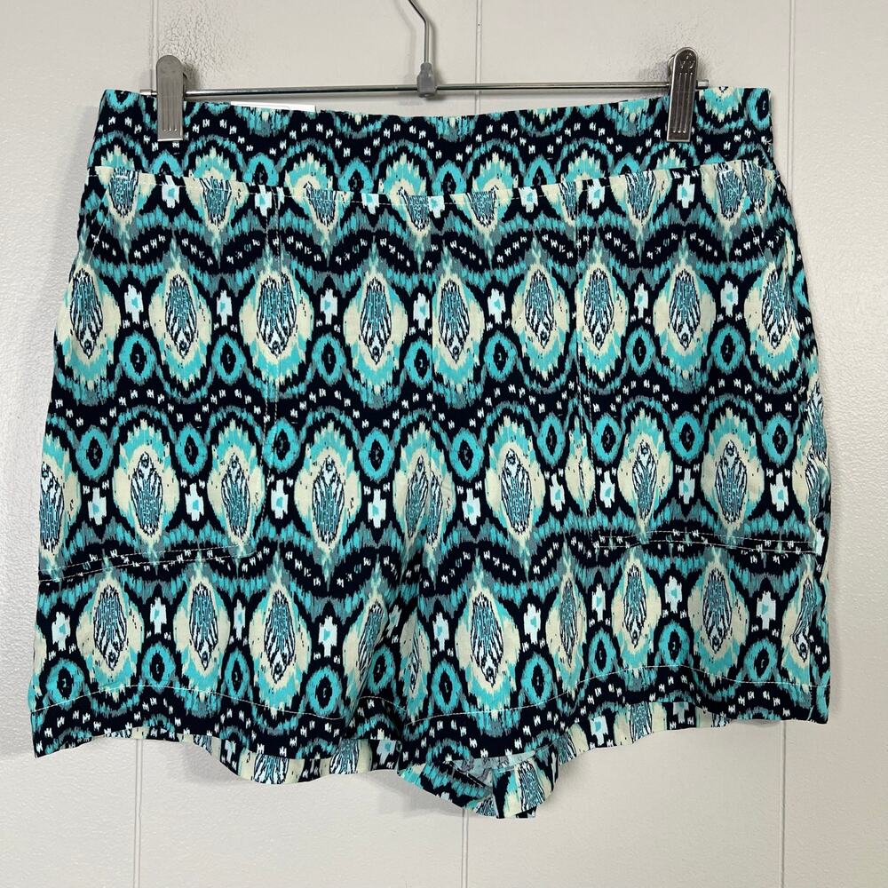 Wildfox Women’s L Blue Print Pull On Rayon Shorts Pockets NWT